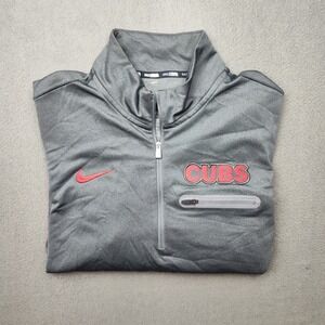 Nike Chicago Cubs Shirt Mens Medium Gray Quarter Zip Golf Performance Stretch